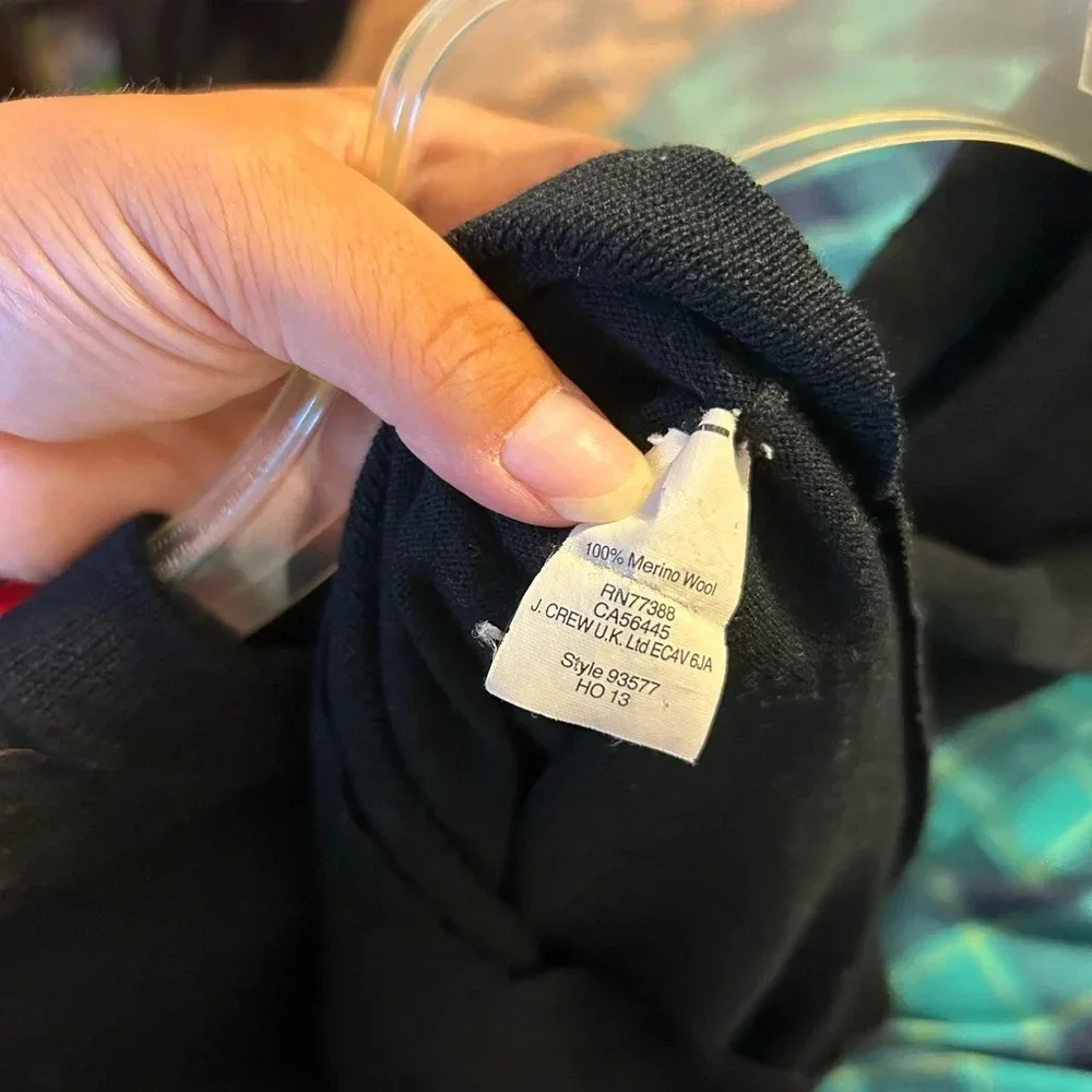 J.Crew Black Merino Wool 3/4 Sleeve Sweater